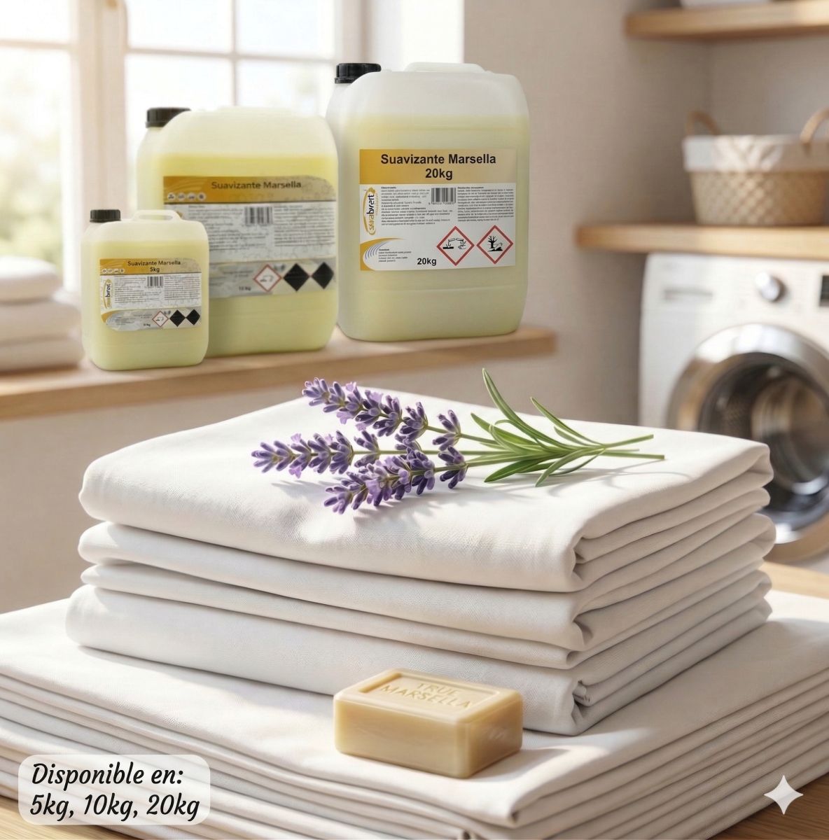 Suavizante Neutralizante Marsella Josben de gran formato para lavandería doméstica y profesional con poder bacteriostático.